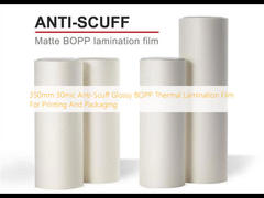 350mm 30mic Anti-Scuff Glossy BOPP Thermal Lamination Film Untuk Pencetakan Dan Pengemasan