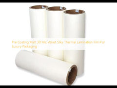 Pre Coating Matt 30 Mic Velvet Silky Thermal Lamination Film Untuk Kemasan Mewah