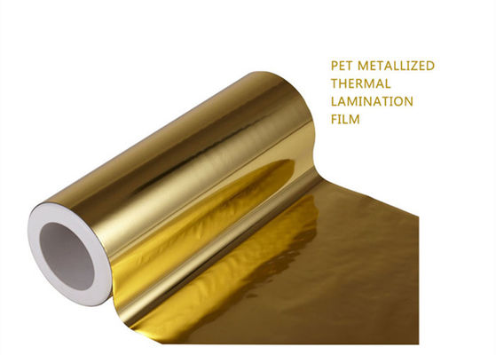 Emas Lapisan PET Laminating Film Polyester Pengemasan 1000mm Untuk Kertas Karton