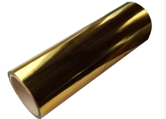 Good price 3000m Self Adhesive khusus emas aluminium bermetal visual Laminate Film Roll, 3 inci Termal PET Metalized Film on line
